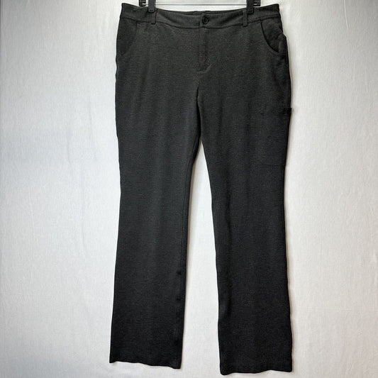 Duluth Trading Pants Womens 16 Wearwithall Ponte Knit Bootcut Gray Stretch Zip