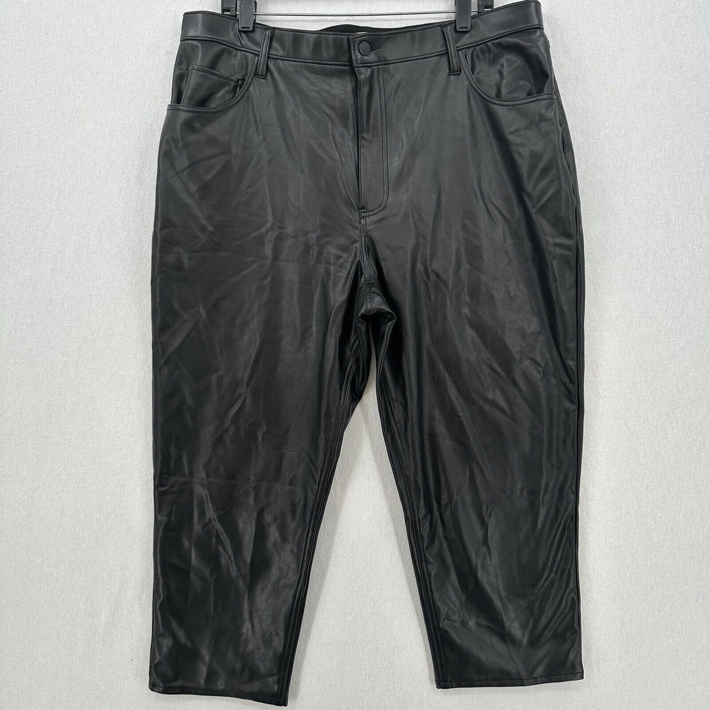 Abercrombie Fitch Pant 34 18 Faux Leather Ankle Straight Ultra Hi Rise Curve EUC