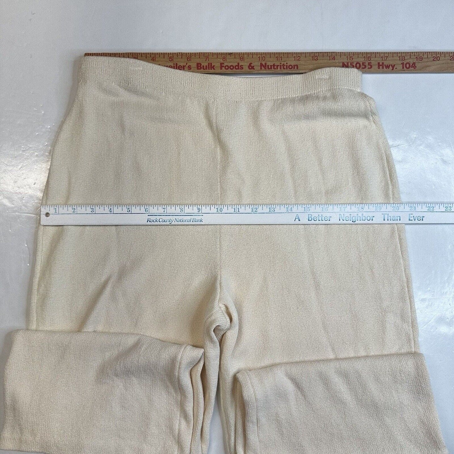 St John Pants Womens 14 Santana Knit Wide Crop Beige Wool Blend Pull On Minimal