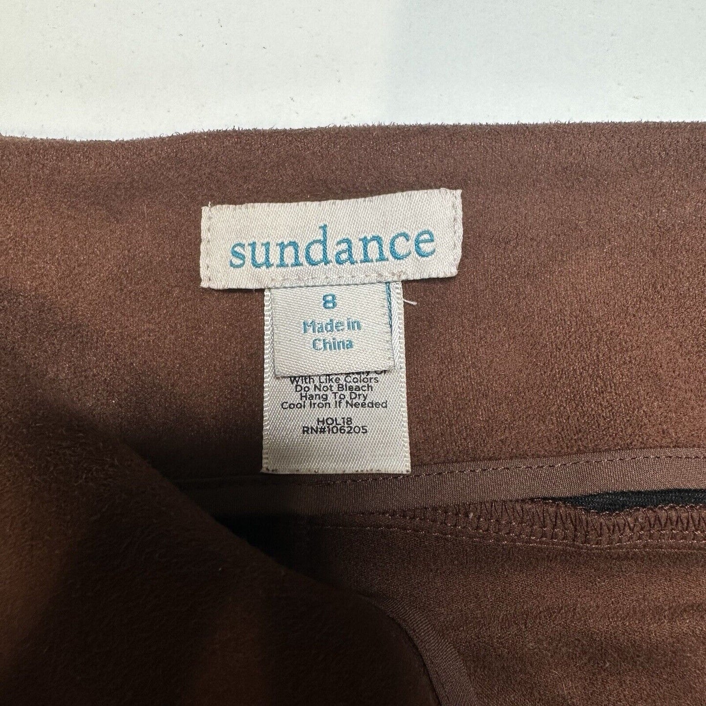 Sundance Pants Womens 8 Faux Suede Brown Legging Skinny Moto Zip Hem Academia