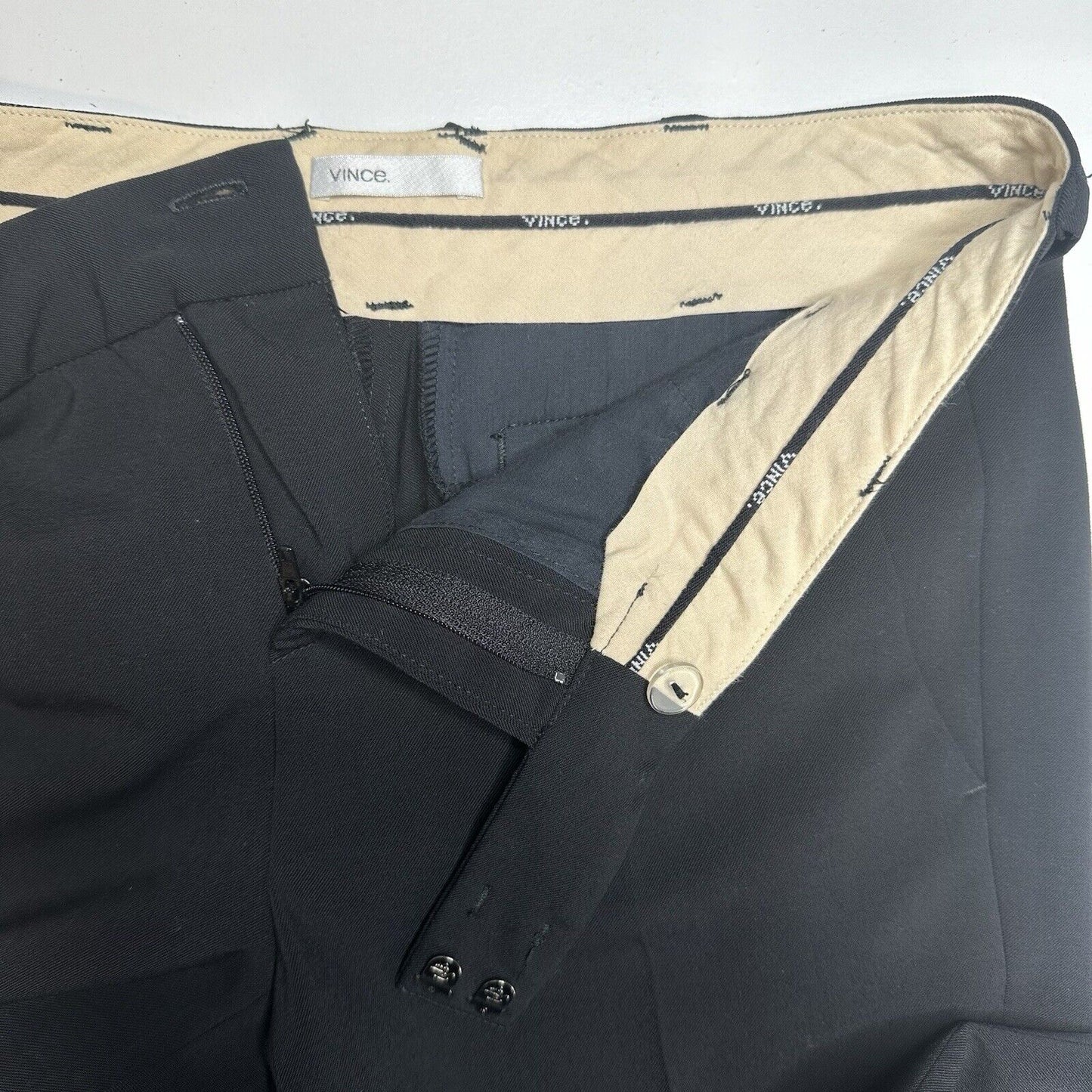 Vince Pants Womens 4 Straight Leg Trouser Black Wool Blend Minimalist Career EUC