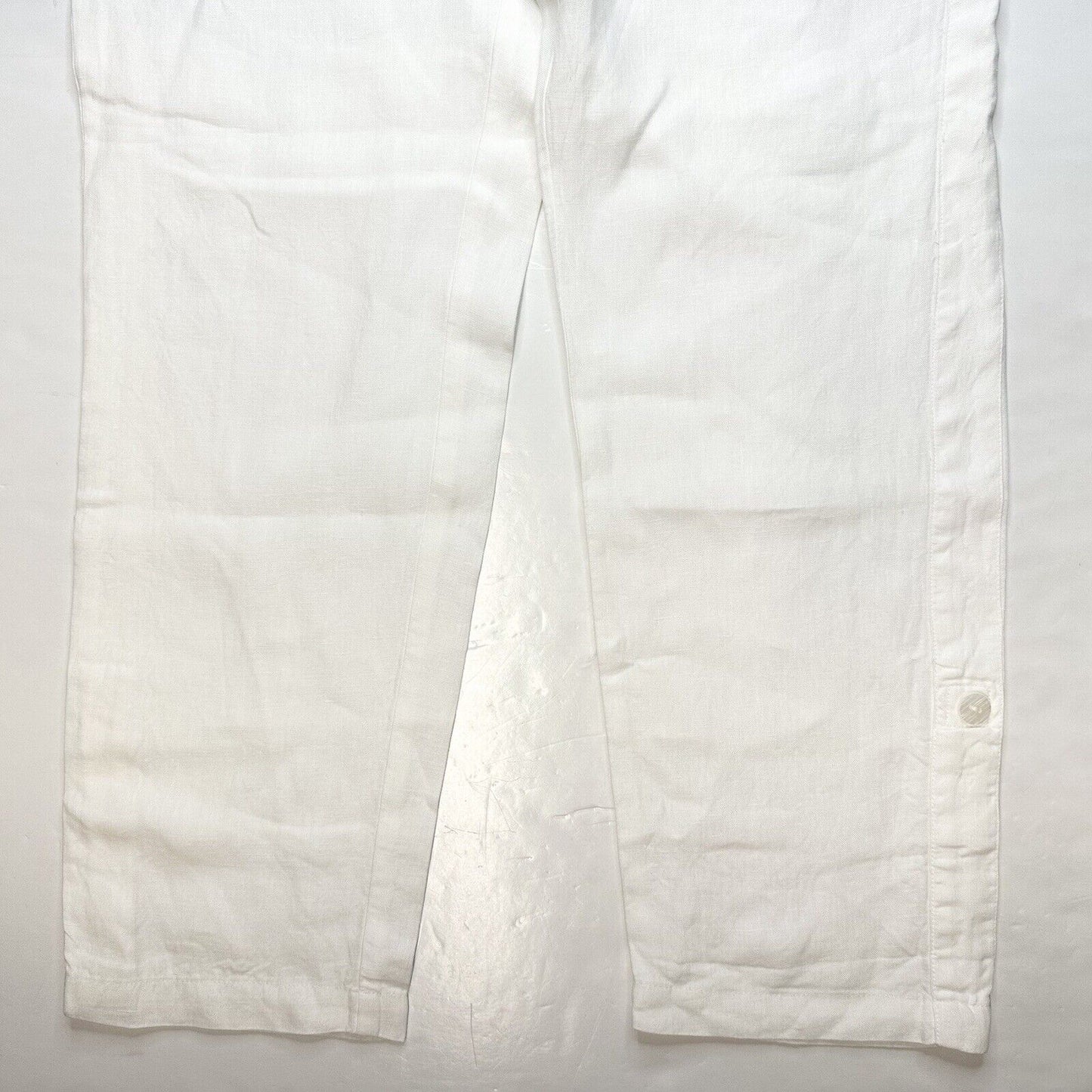 J Jill Pants Medium Purejill Linen Pull On Neutral White Roll Up Hem Coastal EUC