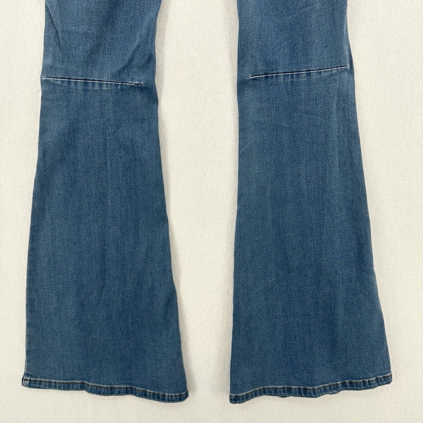 Free People Flare Jeans Womens 28 Midrise Pull On Blue Stretch Denim Bell Bottom