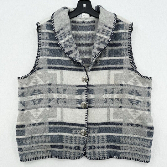 Vintage Rhonda Stark Vest Womens XL Wool Blend Southwestern Aztec Granny Sweater