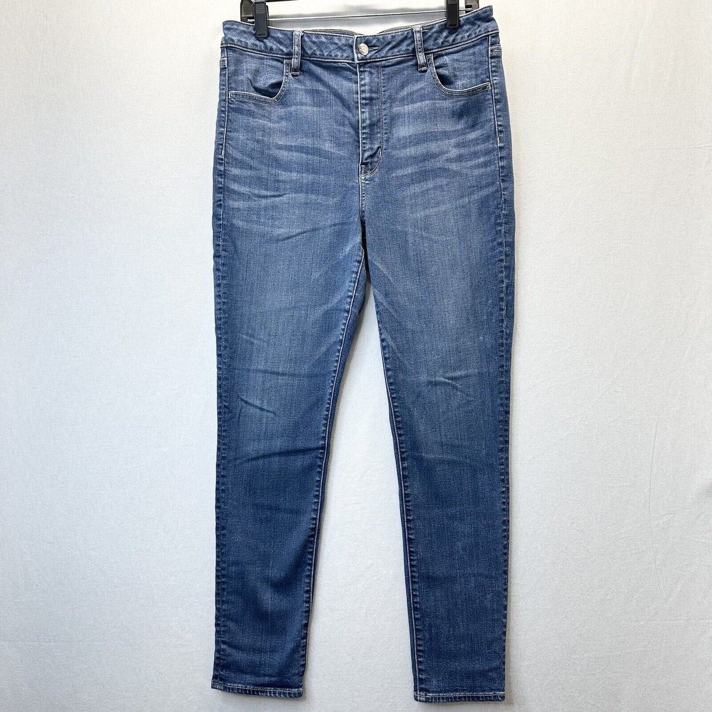 American Eagle Jeans Womens 14 Super Hi Rise Jegging Super Stretch Blue *Flaw