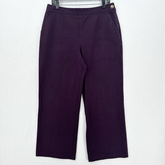 St John Sport Pants Womens 12 Wide Leg Ankle Purple Zip Career Contemporary