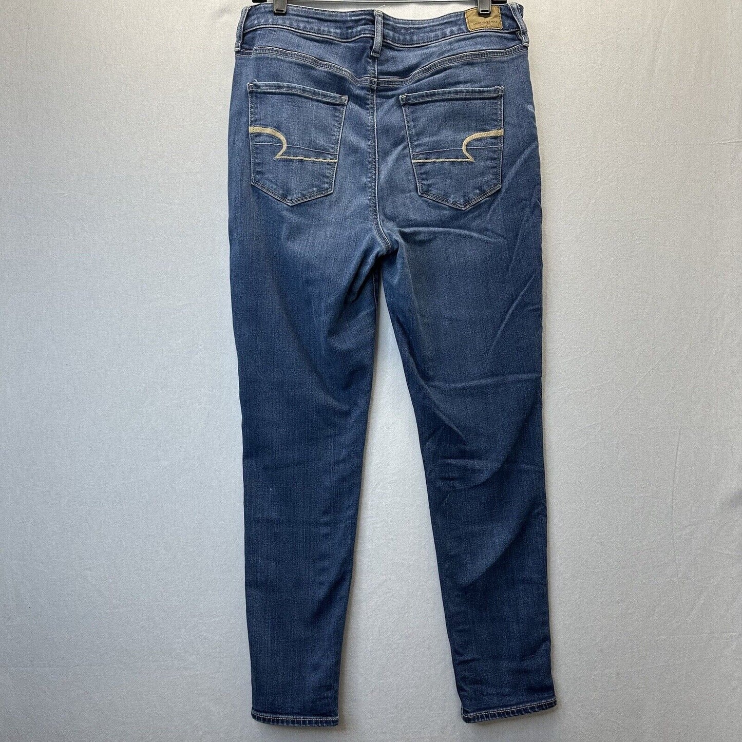 American Eagle Jeans Womens 14 Super Hi Rise Jegging Super Stretch Blue *Flaw