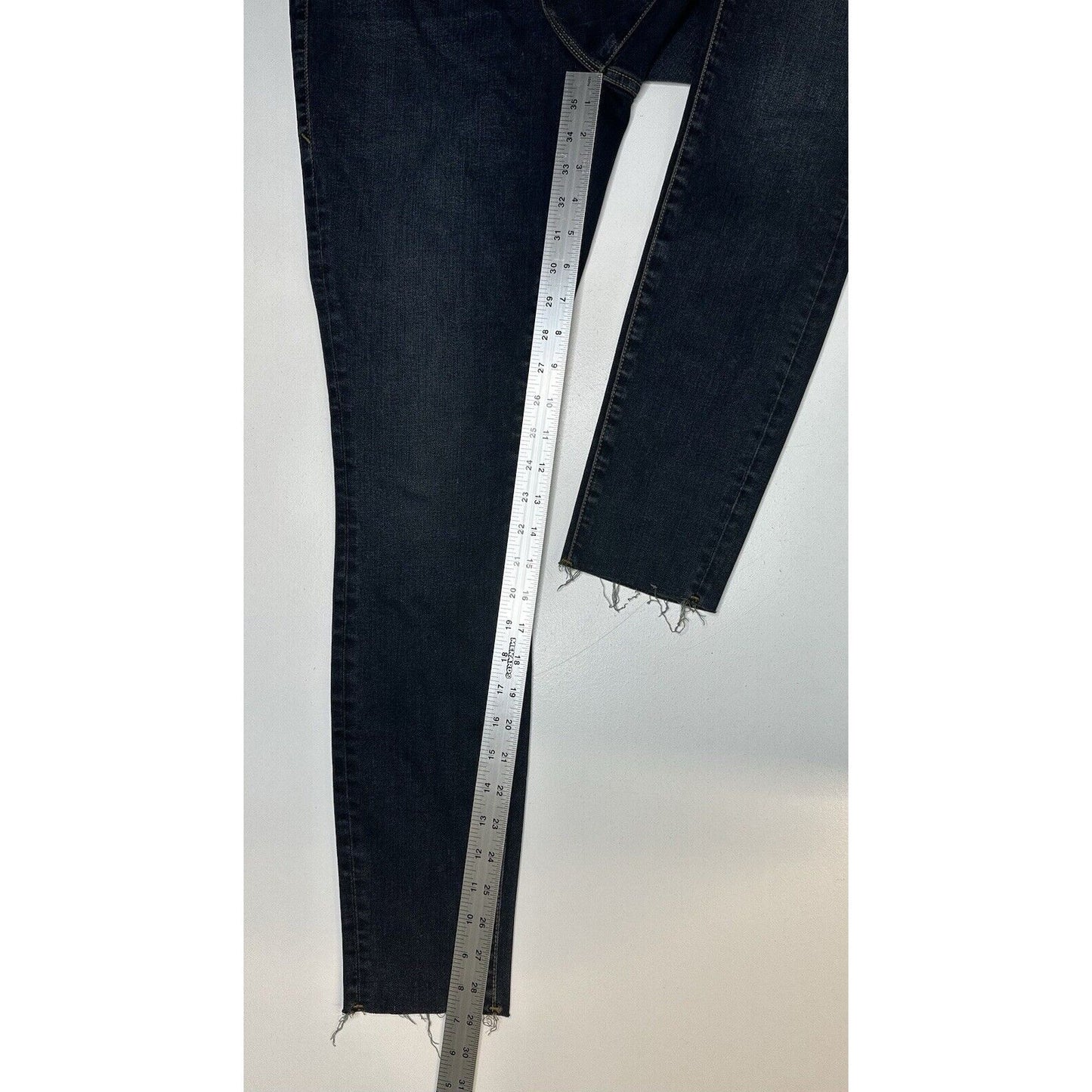 Good American Jeans Womens 10 30 Good Legs Skinny High Rise Blue Denim Dark Fray