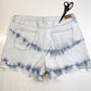 American Eagle Shorts Womens 18 Tie Dye Blue Highest Rise Mom Denim Fray *Flaw