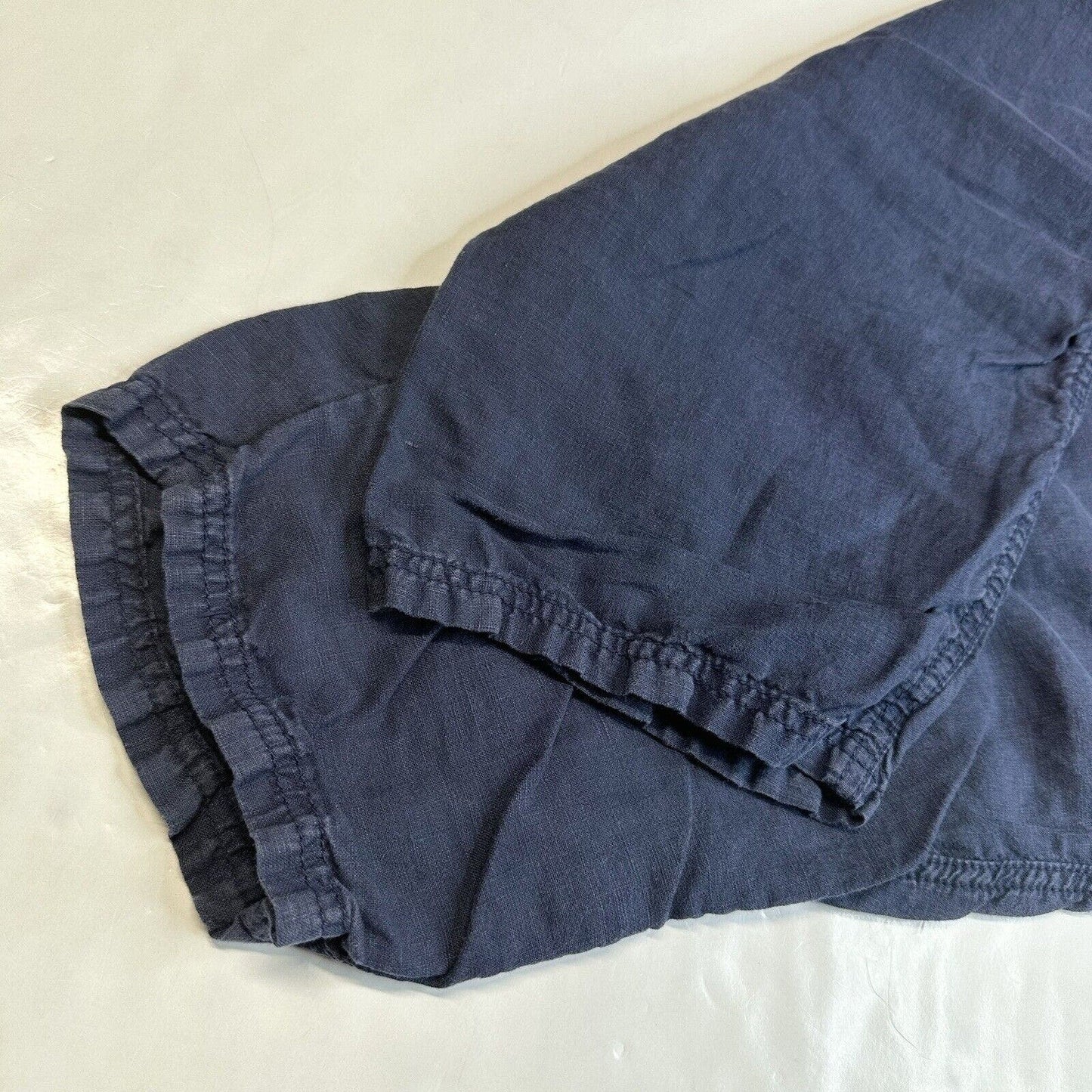 Caslon Linen Crop Pants Womens Sz Large Navy Blue Pull On Pants Pockets