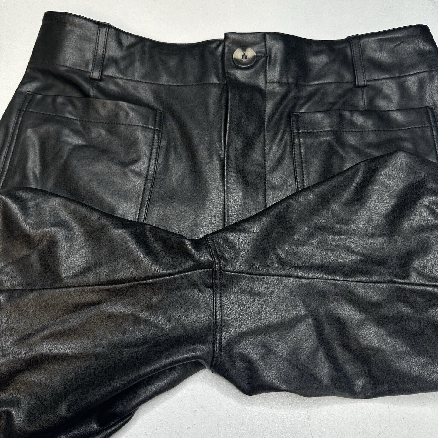 Maeve Anthropologie Womens 31 Colette Wide Crop Black Faux Leather Baddie EUC