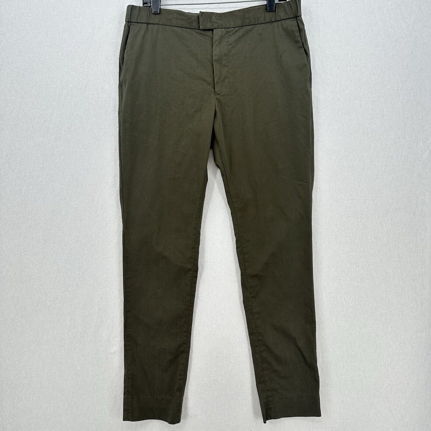 L Estrange Pants Mens Large The 24 Trouser Slim Fit Tapered Khaki Green Stretch