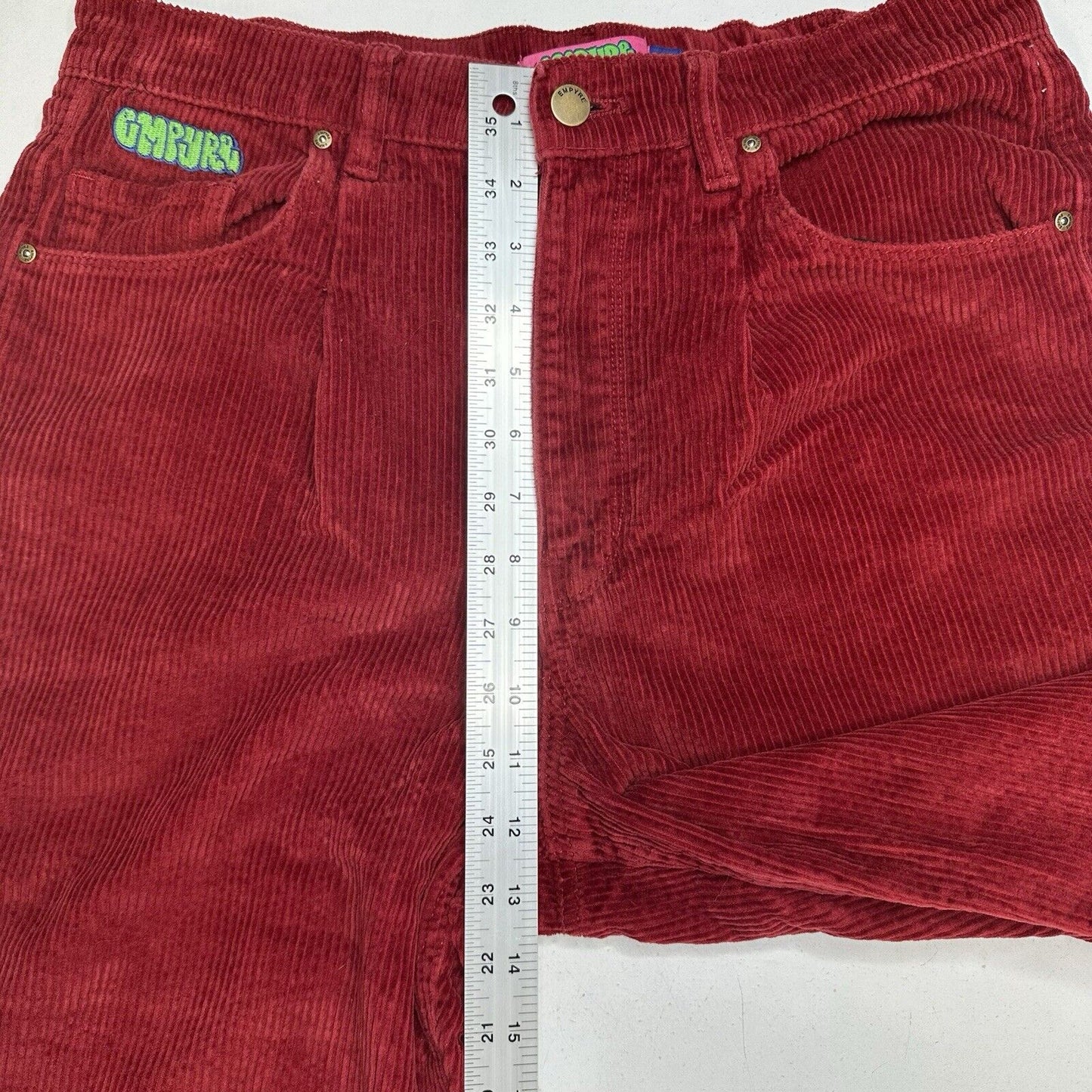 Empyre Jeans Womens Large 12 Corduroy Tori Baggy Straight Red Preppy Skater