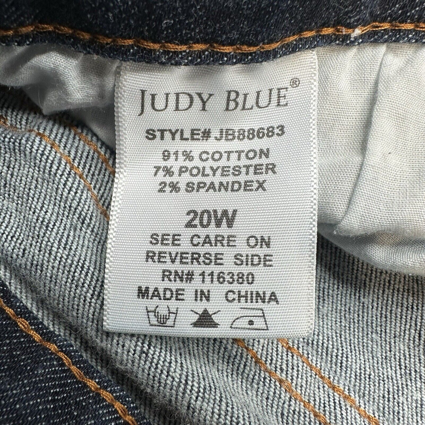 Judy Blue Jeans Womens 20W Skinny Blue Stretch Dark Denim Comfort Plus Size EUC