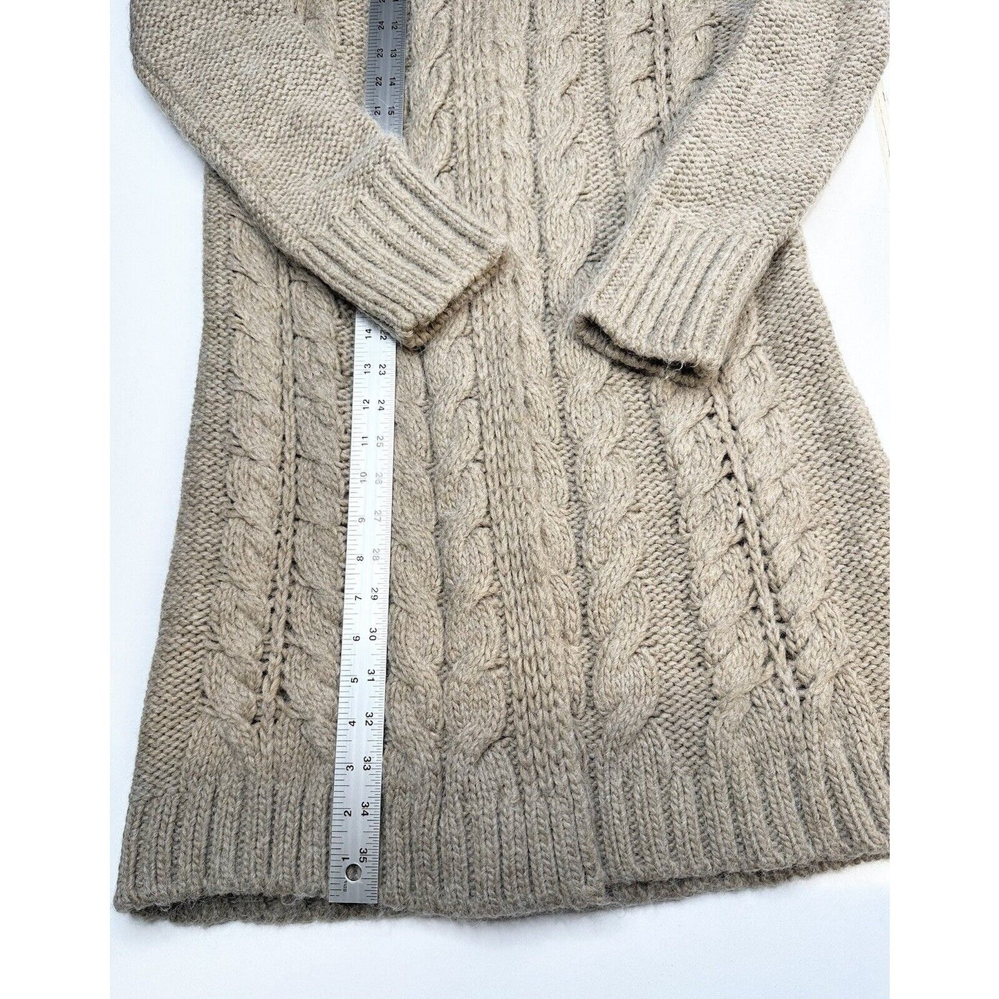 Elsamanda Sweater Medium Cardigan Wool Alpaca Blend Tan Chunky Duster Italy