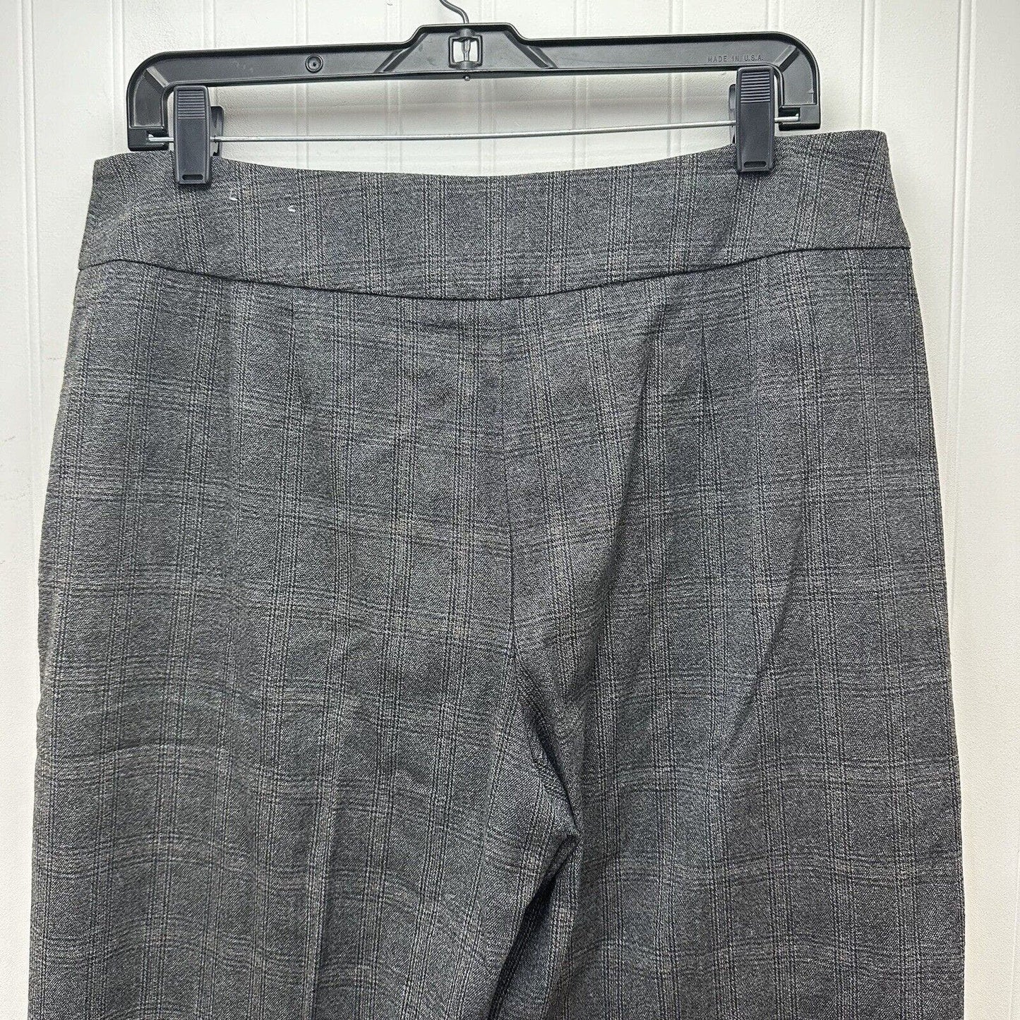 Chicos Pants 2 Womens 12 Gray Plaid Wide Leg Trouser Career Knit Stretch EUC