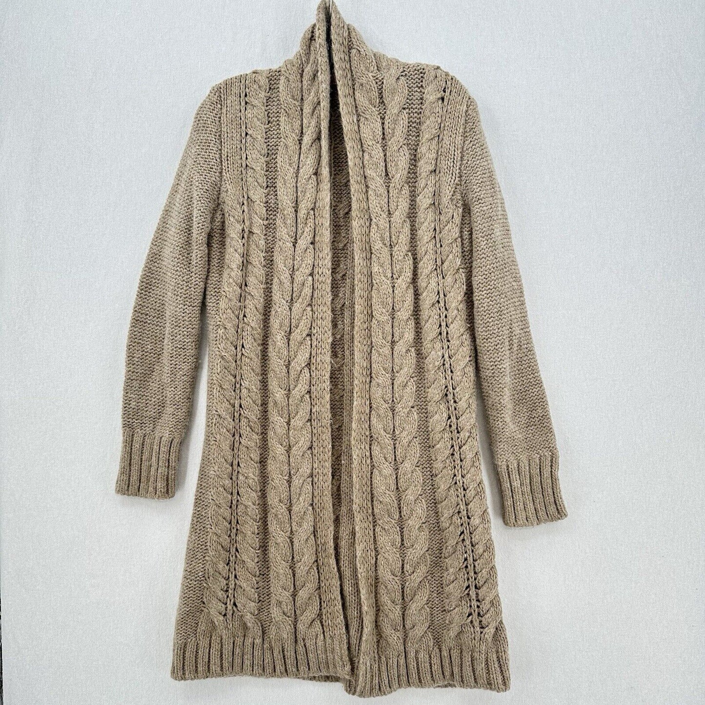 Elsamanda Sweater Medium Cardigan Wool Alpaca Blend Tan Chunky Duster Italy