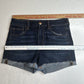 American Eagle Hi Rise Shortie 10 Super Stretch Dark Blue Jean Denim Short Fray