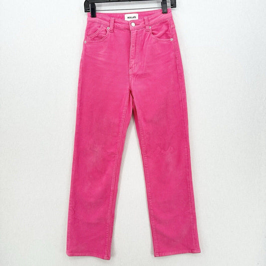 Rollas Corduroy Jeans 26 Original Straight Hot Pink Hi Rise Preppy Barbie *Flaw