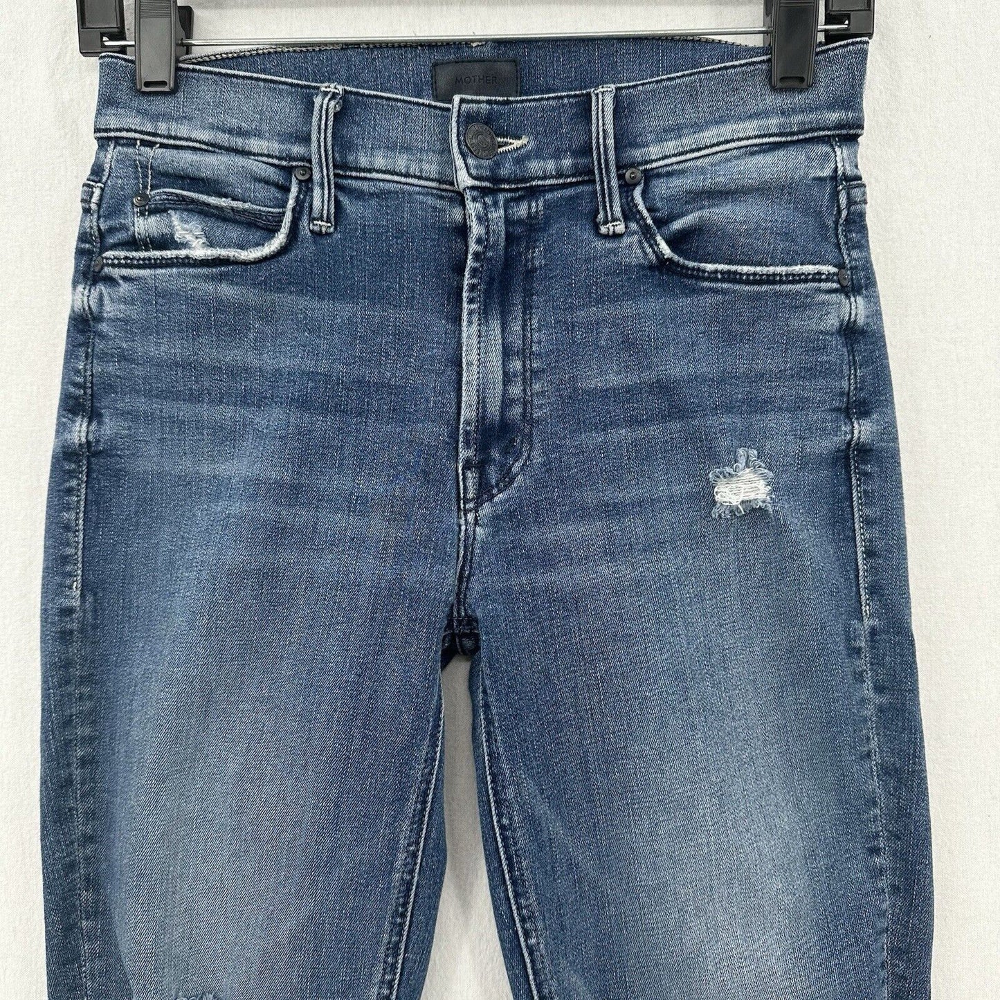 Mother Jeans Womens 26 Dazzler Ankle Fray Blue Denim Weekend Warrior Distressed