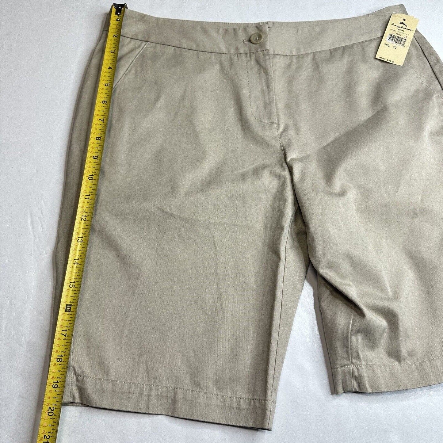 Tommy Bahama Jet Set Twill Bermuda Shorts 10 Beige Gemma Fit Cotton Neutral NEW