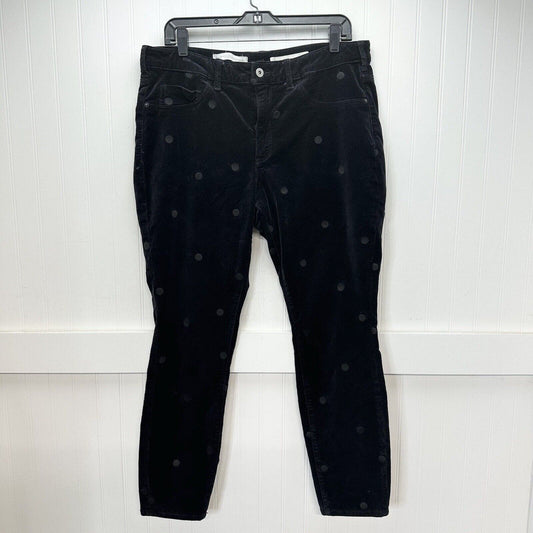 Pilcro Letterpress Jeans Womens 33 Black Velvet High Rise Skinny Polka Dots