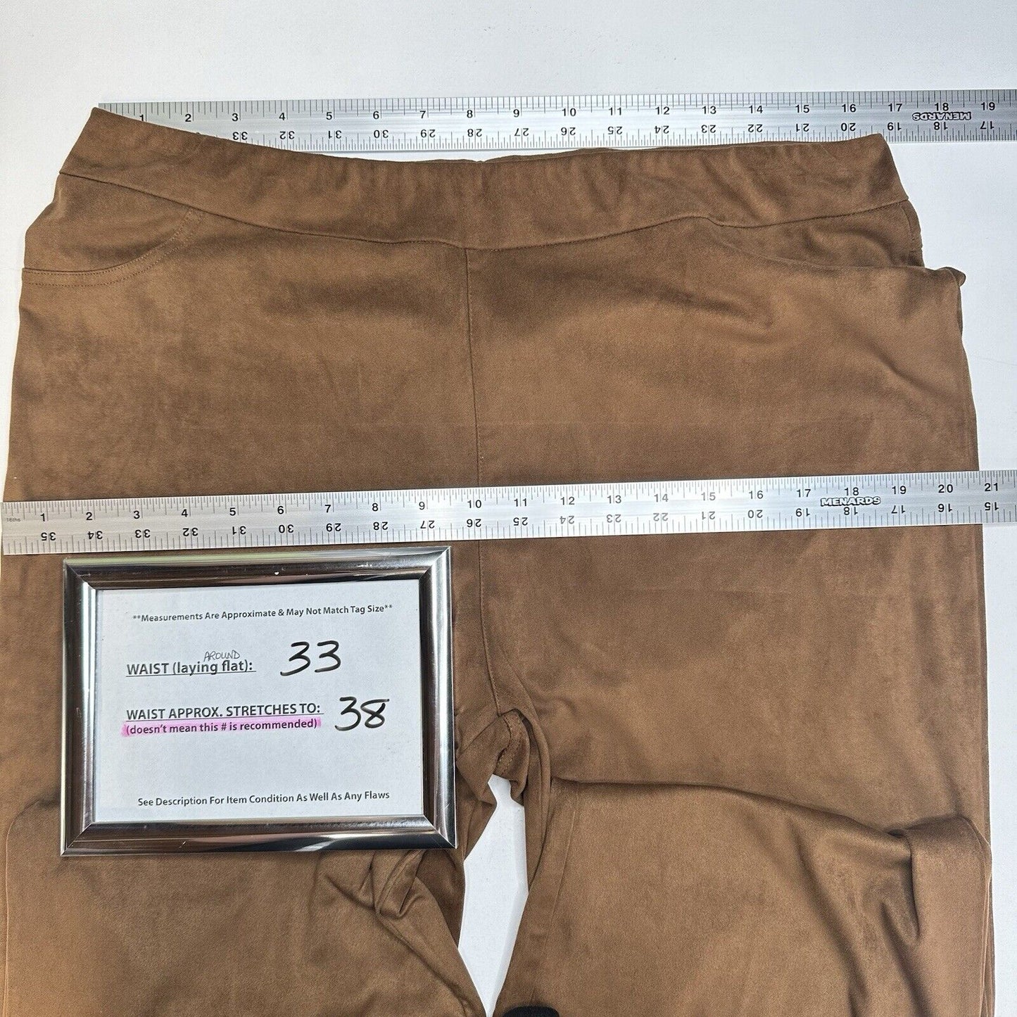 Soft Surroundings Pants Womens Large Petite Flared Crop Faux Suede Brown EUC