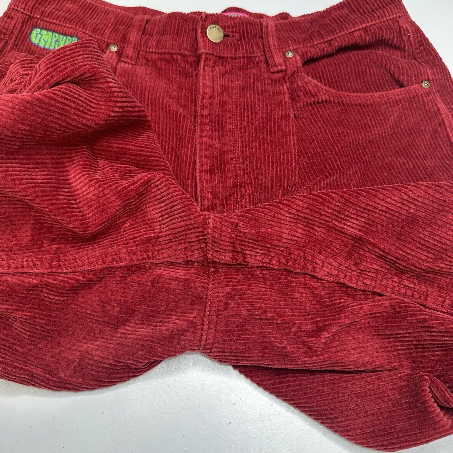 Empyre Jeans Womens Large 12 Corduroy Tori Baggy Straight Red Preppy Skater