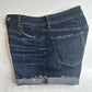 American Eagle Hi Rise Shortie 10 Super Stretch Dark Blue Jean Denim Short Fray