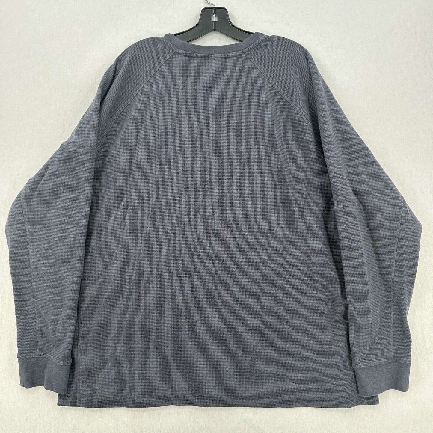 Duluth Trading Shirt Mens 2XL Henley Waffle Knit Thermal Blue Long Sleeve Work