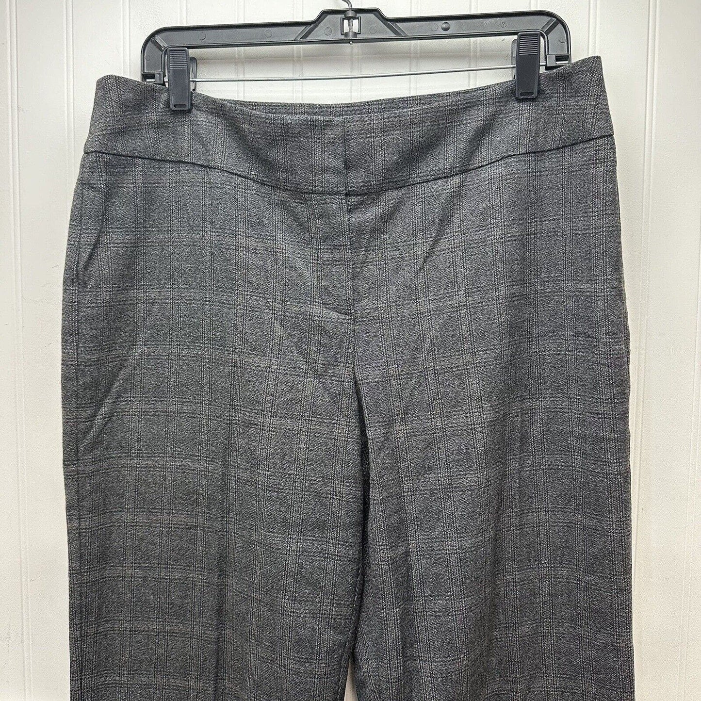 Chicos Pants 2 Womens 12 Gray Plaid Wide Leg Trouser Career Knit Stretch EUC