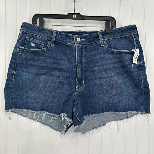 Old Navy Shorts Womens 18 OG Straight High Rise Blue Stretch Denim Jean Fray NEW