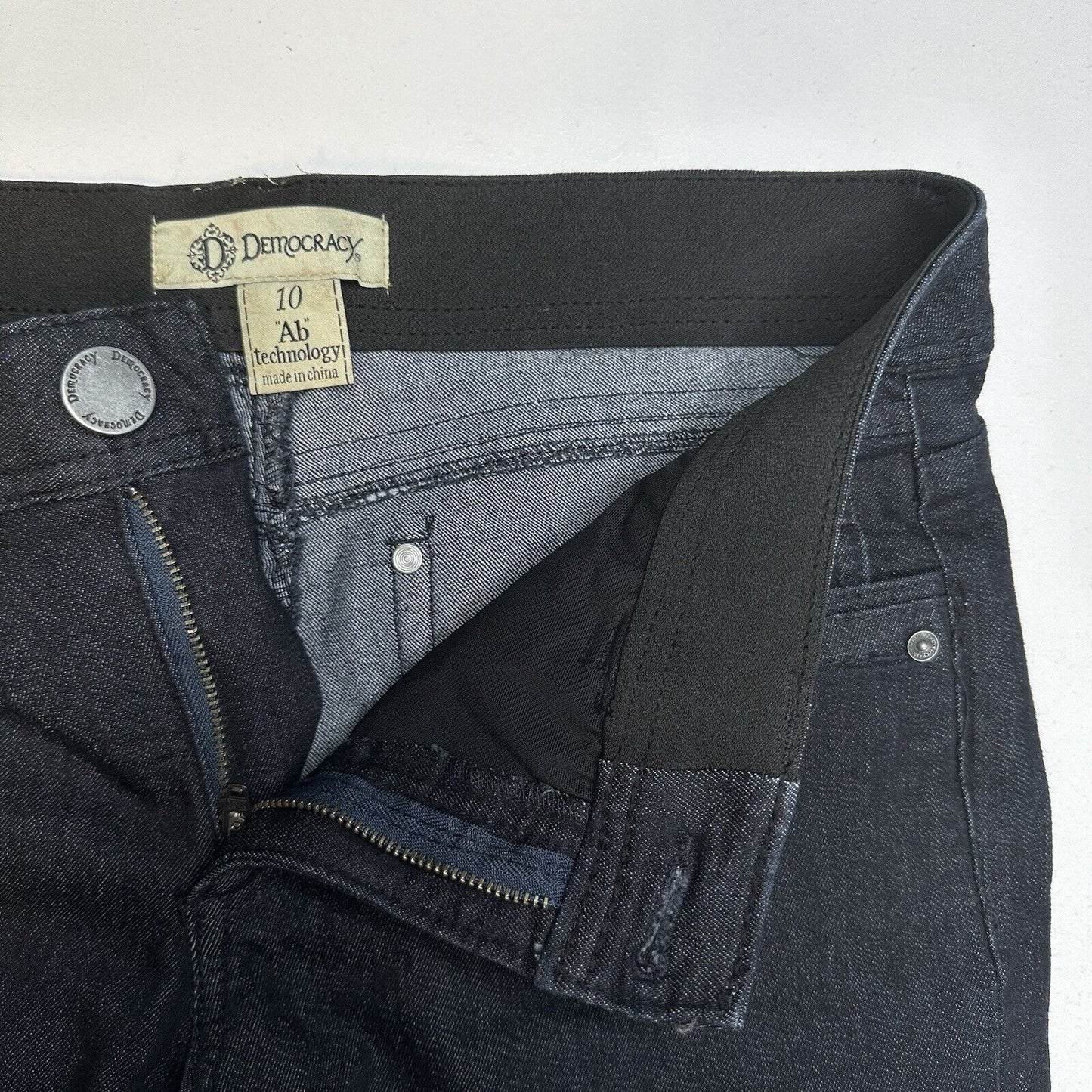 Democracy Jeans Womens 10 Skinny Ab Technology Blue Stretch Denim Booty Lift EUC