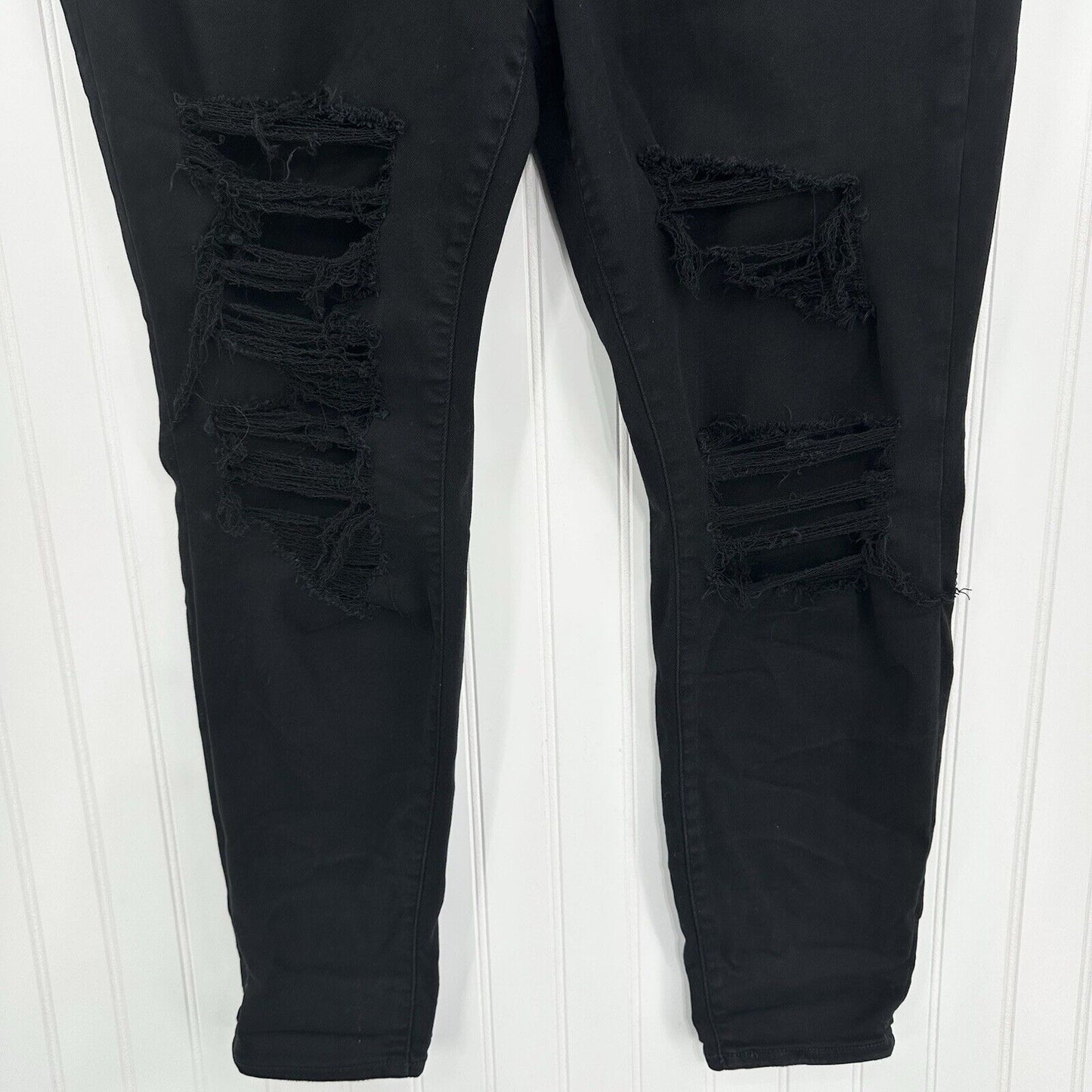 American Eagle Jeans 18 Curvy Hi Rise Jegging Next Level Black Denim Distressed