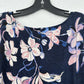 Catherines Top Womens 5X 34/36W Navy Blue Floral Pink Stretchy Blouse Shirt NEW