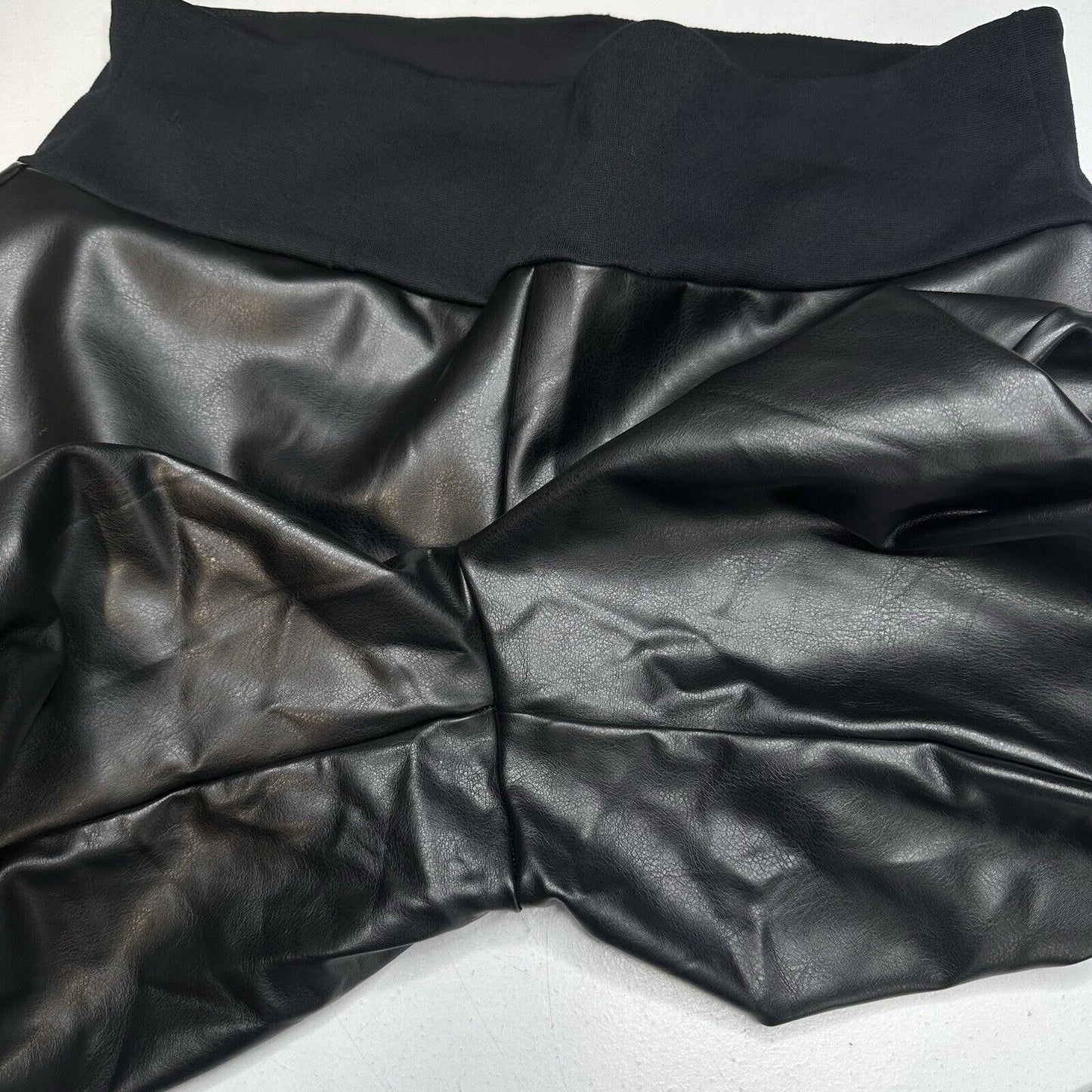 Spanx Leggings Womens XL Black Faux Leather Assets Pull On Pants Slimming EUC