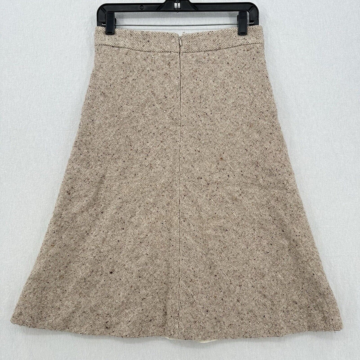 Theory Skirt Womens 4 Beige Wool Blend Pockets Lined Zip Back Academia Preppy