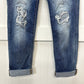 Judy Blue Jeans Womens 7/28 Blue Boyfriend Midrise Denim Distressed Medium Wash