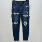 American Eagle Jeans Womens 12 Curvy Hi Rise Jegging Blue Denim Distress Grunge