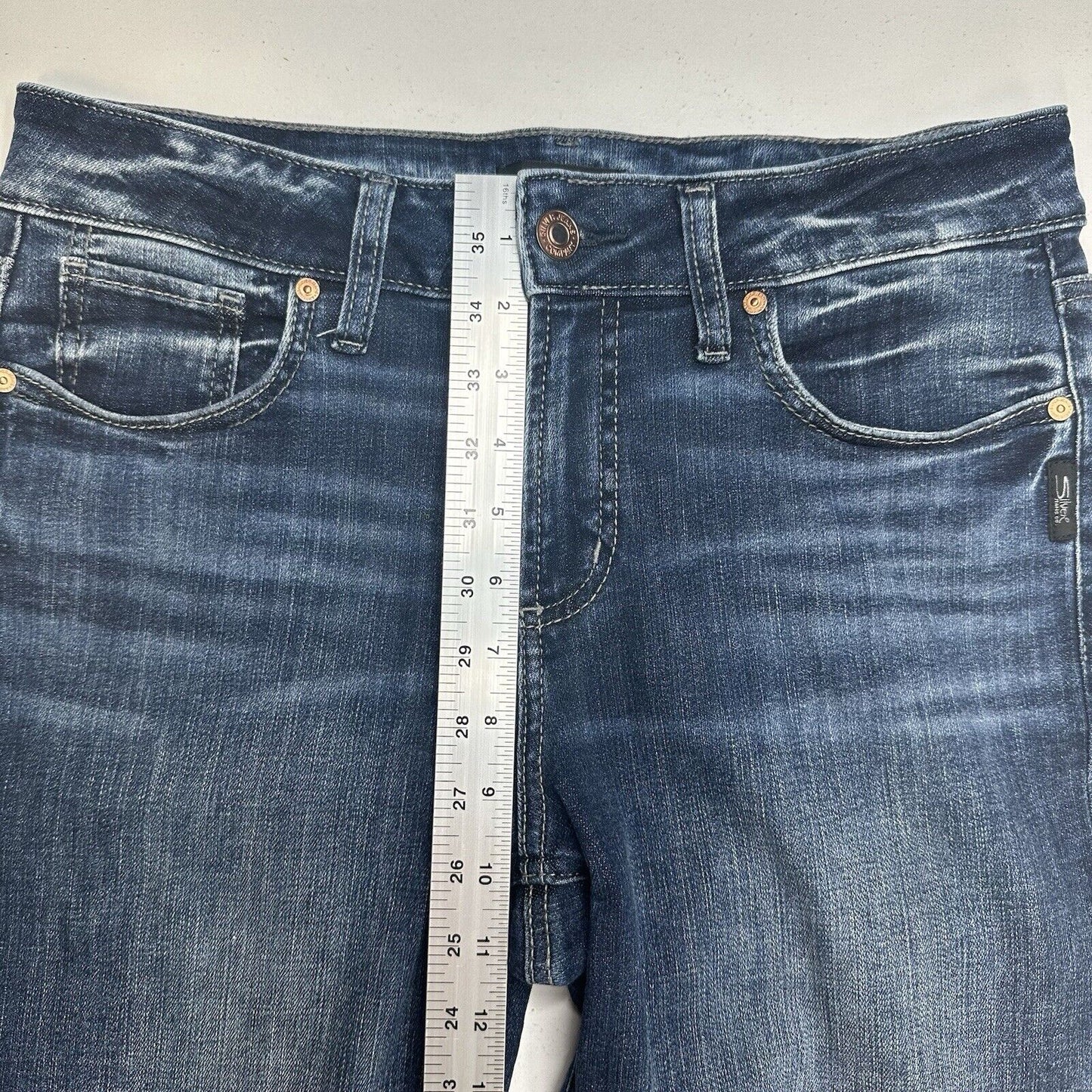 Silver Jeans Womens 31 Suki Capri Curvy Midrise Blue Stretch Denim Crop Western