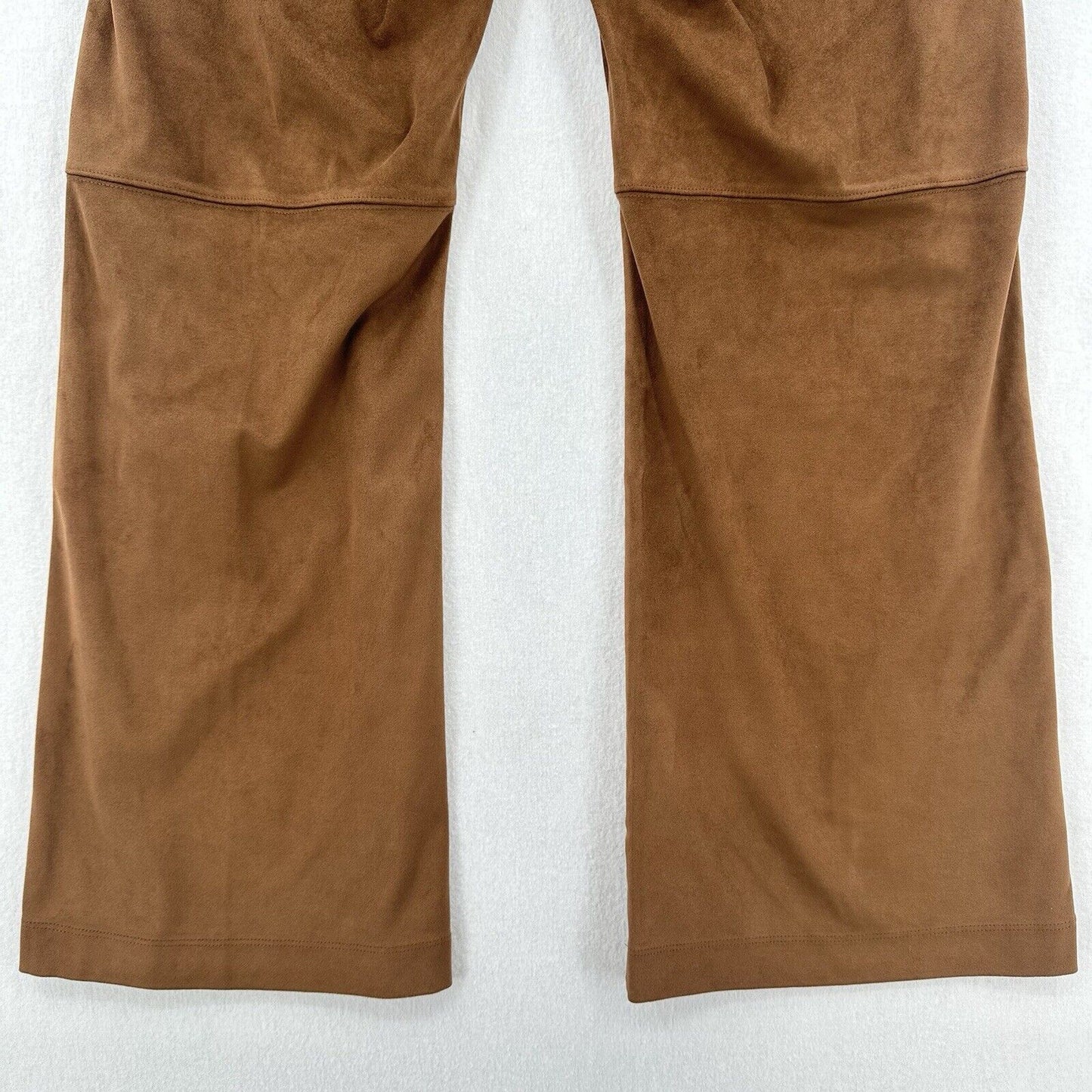 Soft Surroundings Pants Womens Large Petite Flared Crop Faux Suede Brown EUC