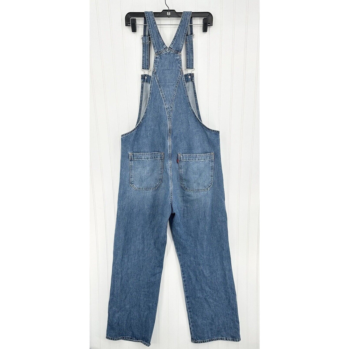 Levis Overalls Womens Large Wide Straight Leg Blue Denim Bibs 90s Y2K *Flaw