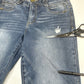 Democracy Jeans Womens 8 Ab Solution Ankle Skimmer Blue Denim Distress *Flaw