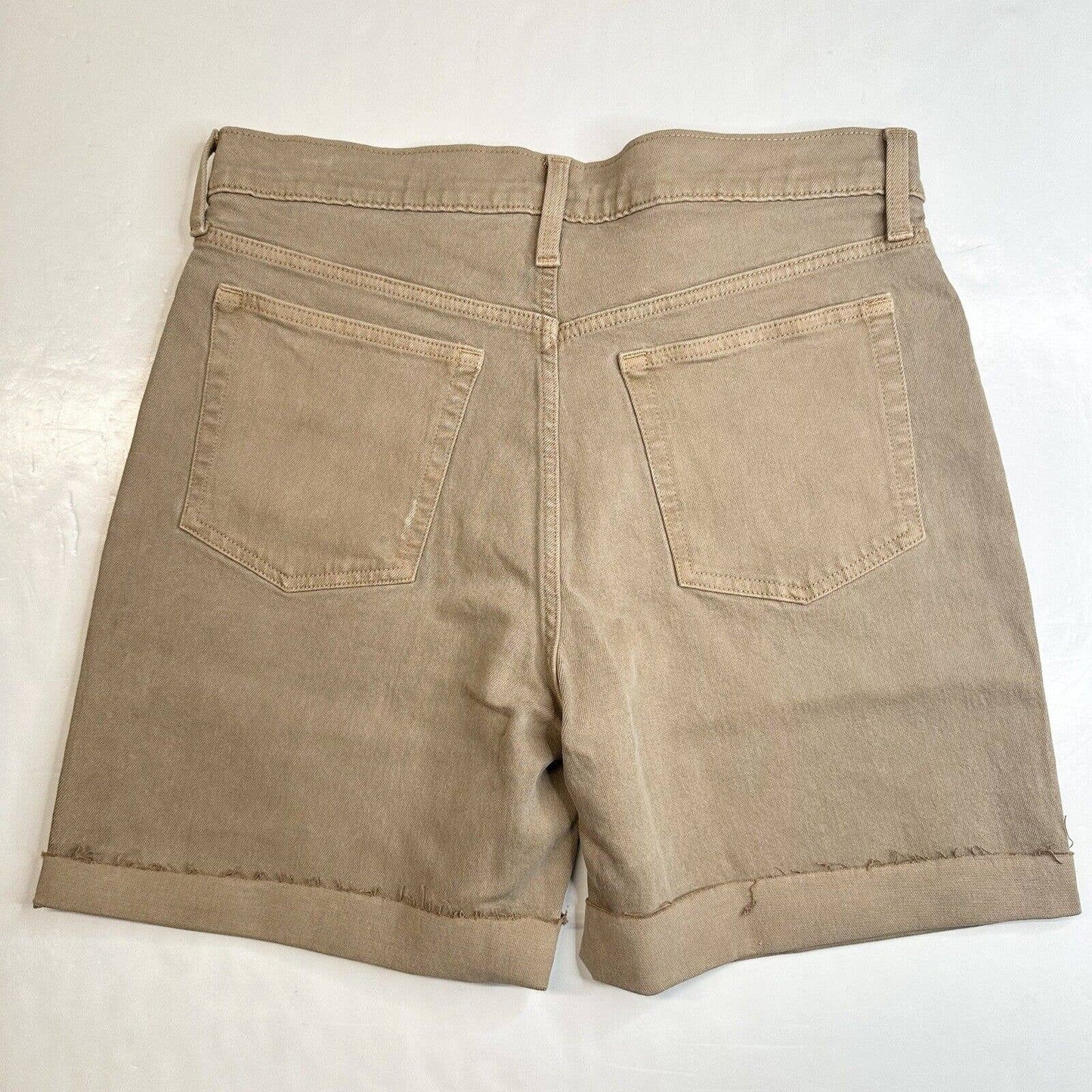 GAP Cheeky Midi Shorts 31/12 Tall (33"Waist) High Rise Tan Fray Button Fly NEW