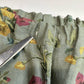 Belle France 100% Linen Crop Pants Medium Pull On Green Floral Italy No Drstring