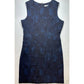 MM LaFleur Shirley Sheath Dress 14 Blue/Black Jacquard Sleeveless Stretch Slit