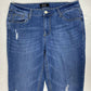 Earl Slim Tapered Leg Jeans Womens 8 Midrise Stretch Denim Blue Jeans Distressed