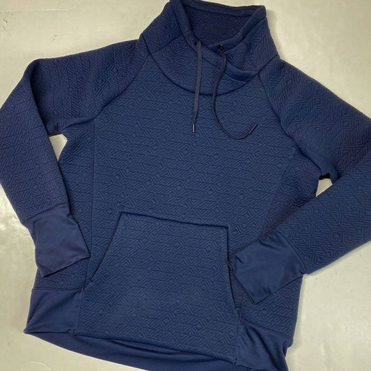 Athleta Jacquard Elevation Sweatshirt Sz Medium Athleisure Navy Blue Thumbholes