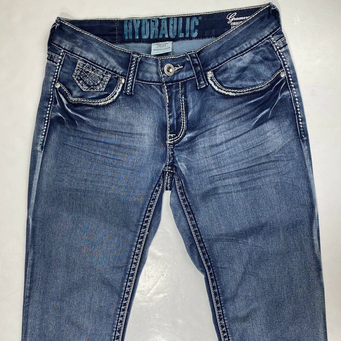 Hydraulic Gramercy Original Jegging Sz 3/4 Womens Stretch Denim Blue Jean Bling