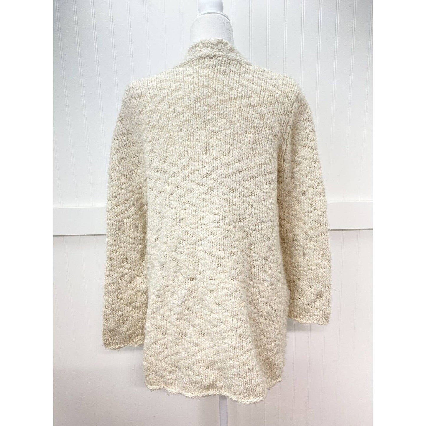 J.Jill Chunky Knit Cardigan Sz Small Beige Wool/Alpaca Blend Open Front Sweater